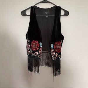 Black embroidered vest